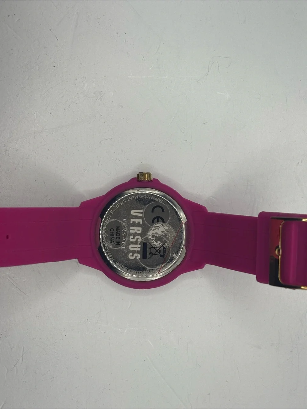 Versus Versace Pink Silicone Watch with Gold Accents